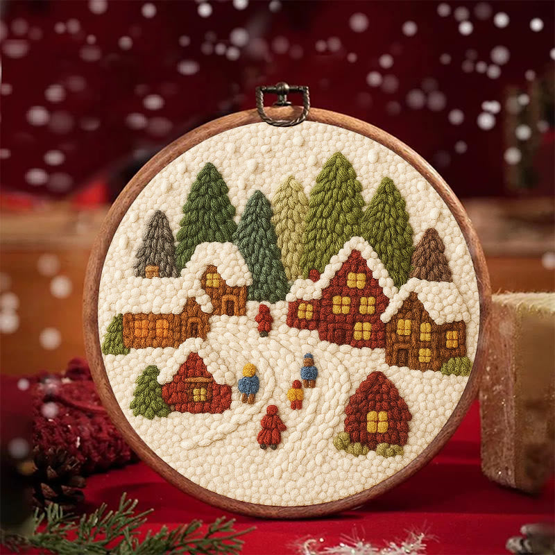  Winter Scene Punch Needle Kit - Christmas Handmade Craft | Christmas Home Ornament - image 1
