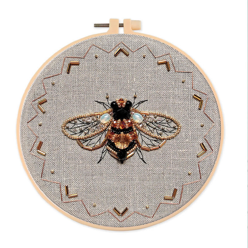 Rubbyoo Bead Embroidery Kit - Golden Bee | Easy Handmade Needlepoint | Diy Decorative Ornament - 15cm*15cm - image 0
