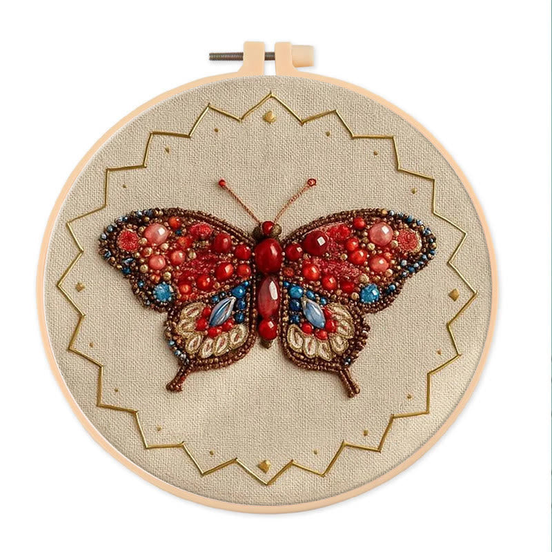 Rubbyoo Bead Embroidery Kit - Vibrant Butterfly | Diy Beginner Handicraft | Charming Home Decor - 15cm*15cm - image 0