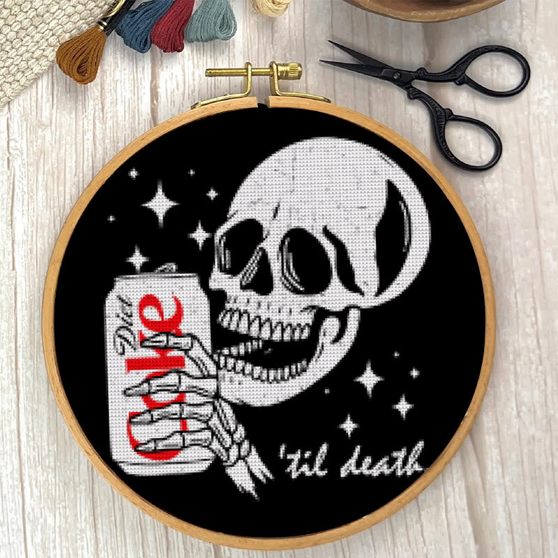  Cross Stitch Kit - Drinking Skeleton | Halloween Spooky Art | Diy Holiday Decoration  - image 5