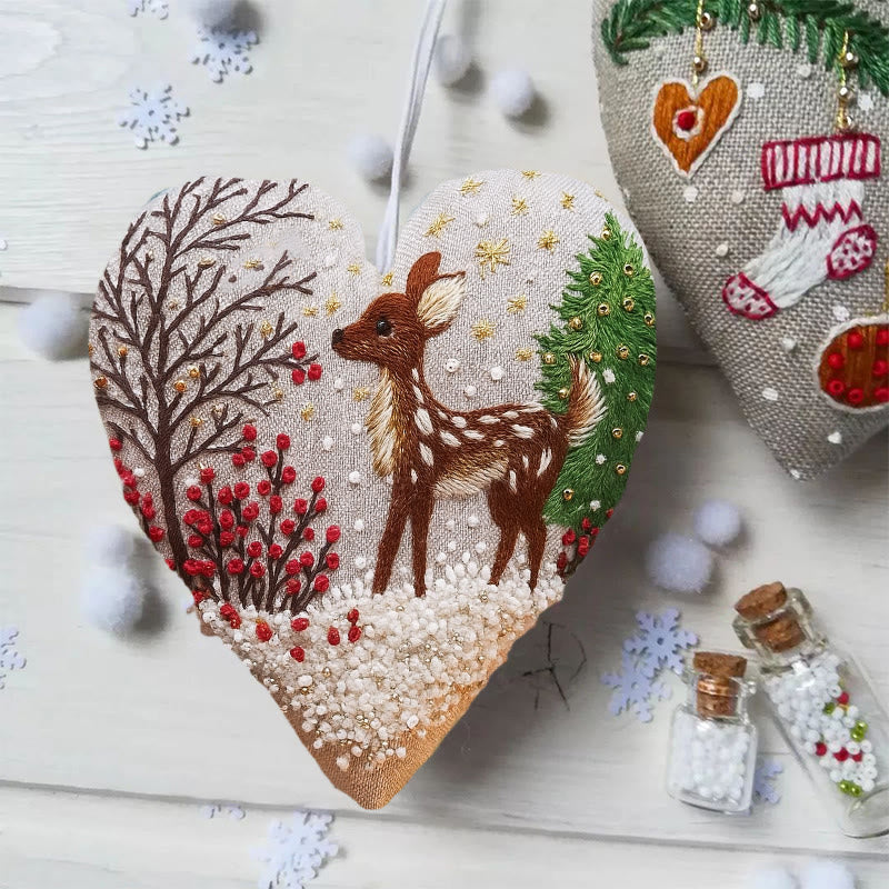 Rubbyoo Heart Embroidery Kit - Christmas Elk | Adorable Christmas Craft | Diy Hanging Ornament  - image 4