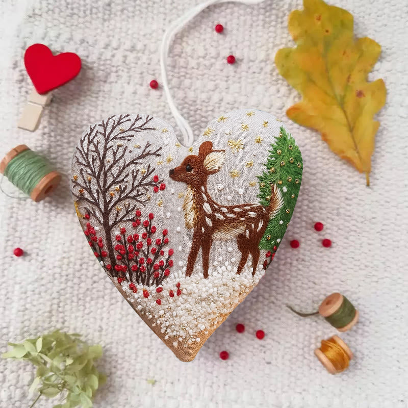 Rubbyoo Heart Embroidery Kit - Christmas Elk | Adorable Christmas Craft | Diy Hanging Ornament  - image 2