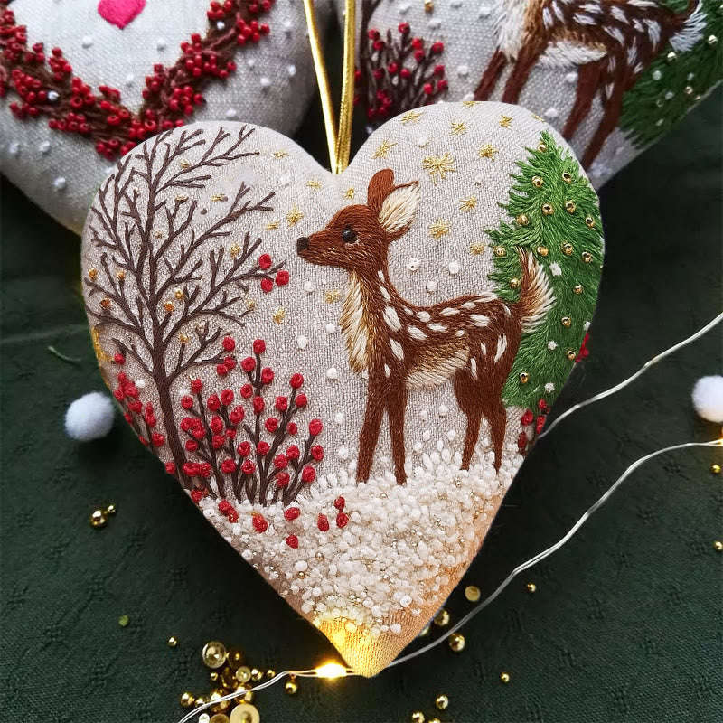 Rubbyoo Heart Embroidery Kit - Christmas Elk | Adorable Christmas Craft | Diy Hanging Ornament  - image 1
