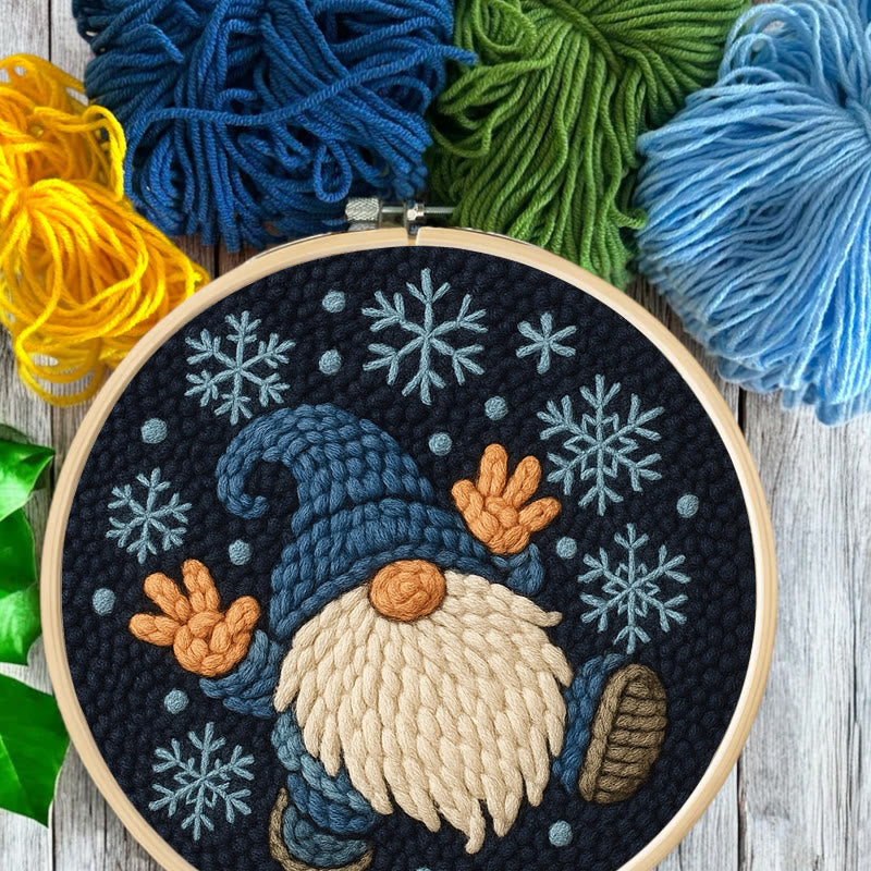 Snowflake Gnome Punch Needle Kit - Creative Winter Handicraft | Christmas Decorative Coaster - image 6
