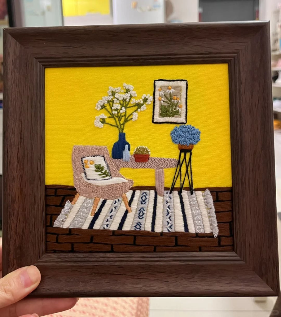 Rubbyoo Embroidery Kit - Scenery Series Needlecraft | Diy Home Decor | Unique Housewarming Gift - Cozy Room - image 7