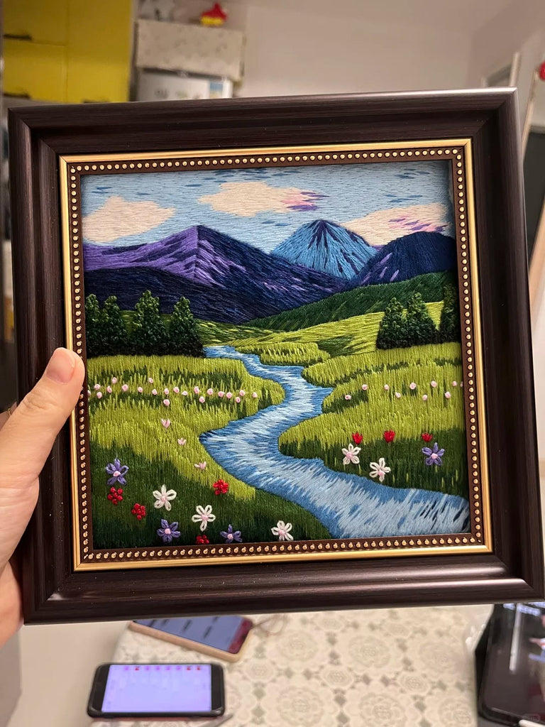 Rubbyoo Embroidery Kit - Scenery Series Needlecraft | Diy Home Decor | Unique Housewarming Gift - Mountain River - image 5