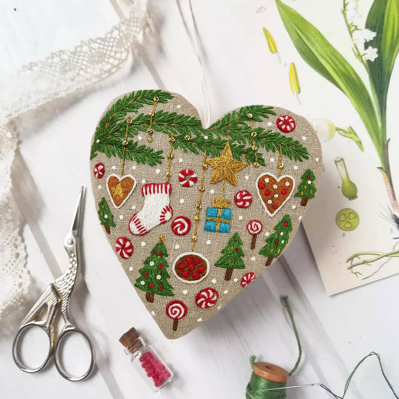Rubbyoo Heart Embroidery Kit - Precious Gift | Diy Holiday Decoration | Christmas Needlecraft For Kids - 6 inches hoop kit - image 0