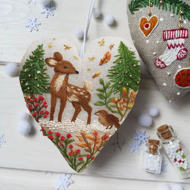 Rubbyoo Heart Embroidery Kit - Winter Elk | Diy Christmas Tree Decor | Unique Handmade Gift - image 4