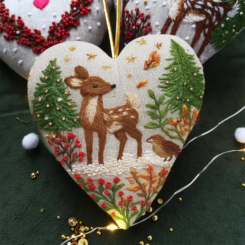Rubbyoo Heart Embroidery Kit - Winter Elk | Diy Christmas Tree Decor | Unique Handmade Gift - image 3