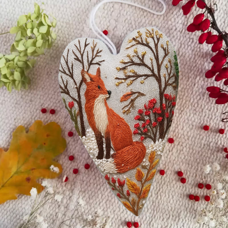 Rubbyoo Heart Embroidery Kit - Winter Fox | Diy Animal Craft | Unique Car Hanging Decor - image 7