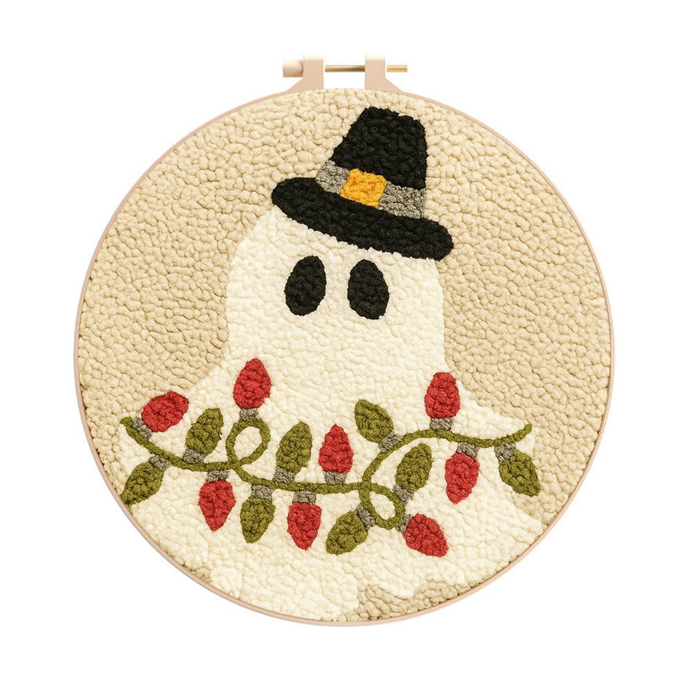 Mysterious Ghost Punch Needle Kit - Unique Christmas Craft | Nice Home Decor - 8 inch Hoop Kit - image 0