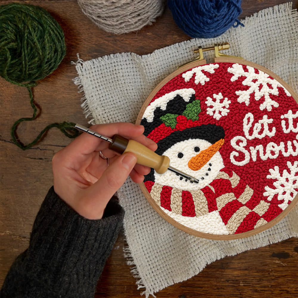 Happy  Snowman Punch Needle Kit - Diy Christmas Collection | Christmas Tree Hanging Art  - image 5