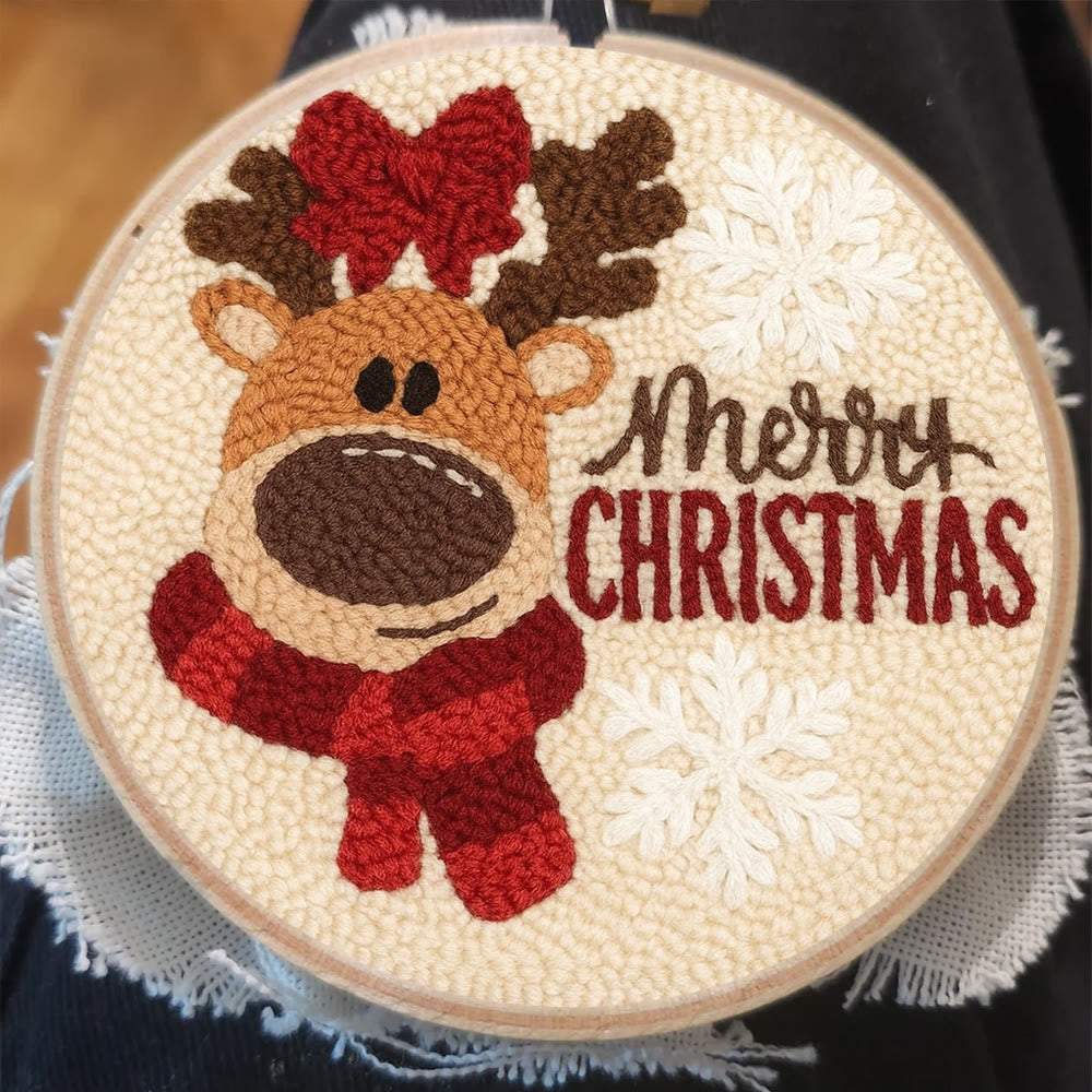 Adorable Reindeer Punch Needle Kit - Handmade Christmas Gift | Beginner Yarn Craft  - image 2