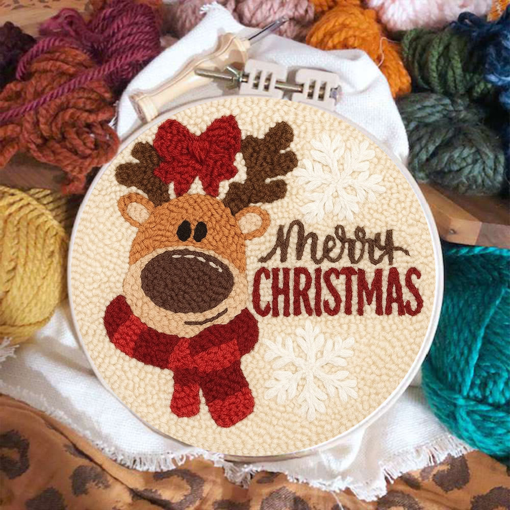 Adorable Reindeer Punch Needle Kit - Handmade Christmas Gift | Beginner Yarn Craft  - image 3