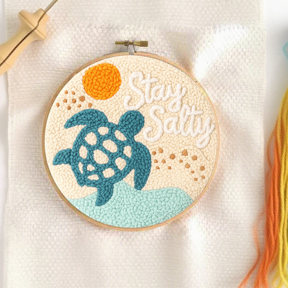 Seaside Turtle Punch Needle Kit - Summer Handmade Decoration |  Diy Needle Craft  - image 2