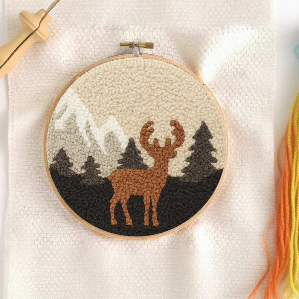  Lonely Deer Punch Needle Kit - Animal Hoop Art | Beginner Needle Craft  - image 6