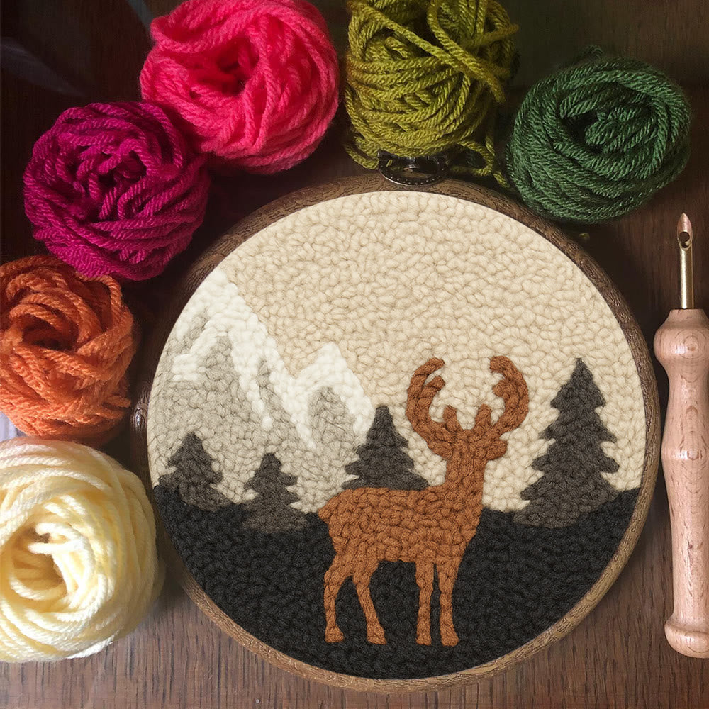  Lonely Deer Punch Needle Kit - Animal Hoop Art | Beginner Needle Craft  - image 2