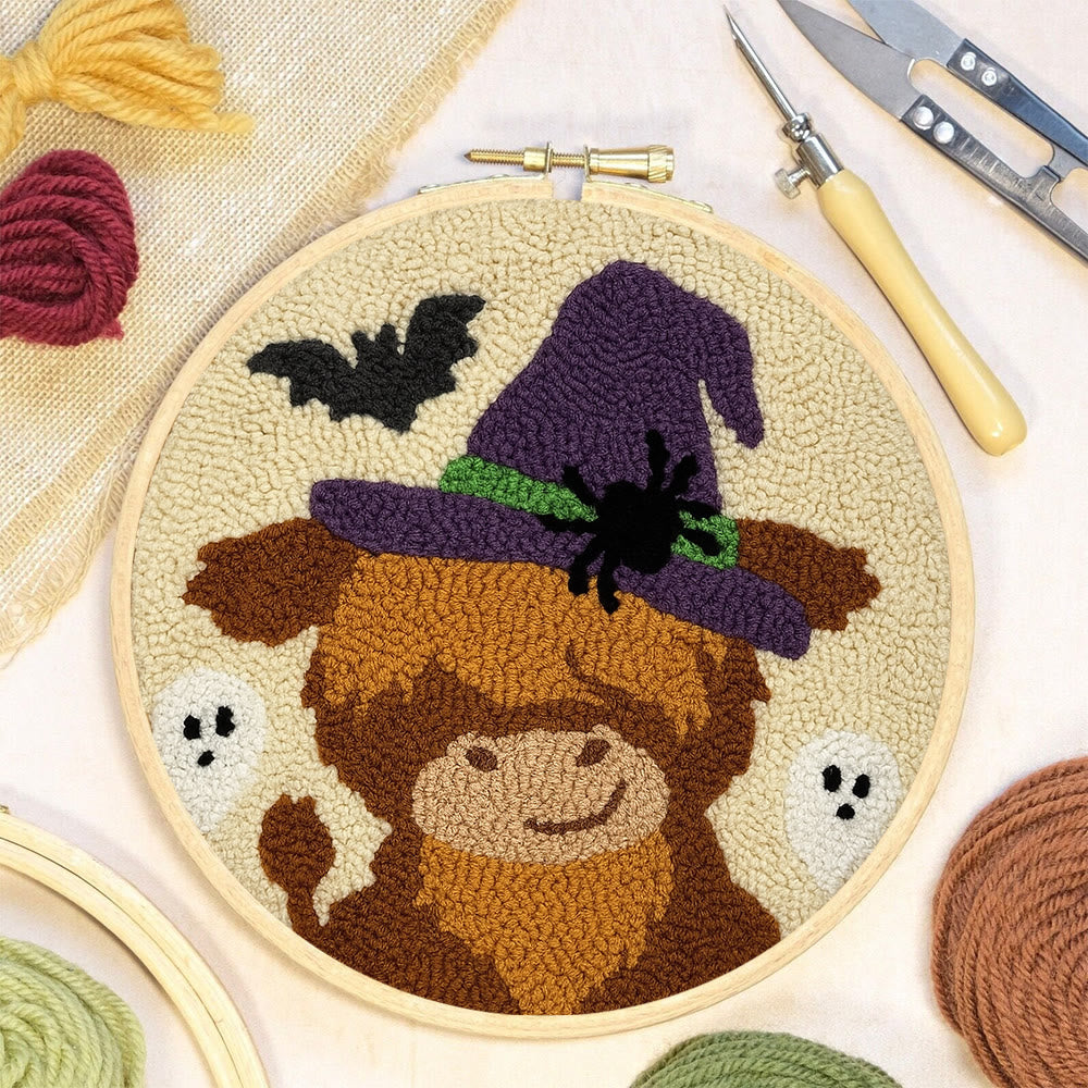 Wizard Cow Punch Needle Kit - Spooky Handmade Decoration | Personalized Animal Craft - image 8