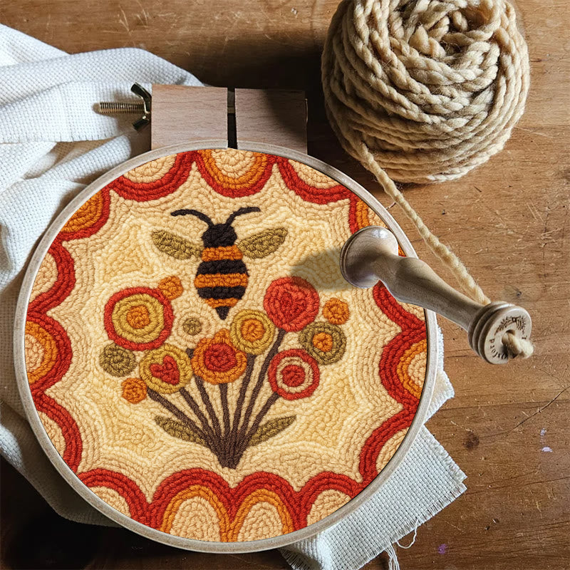 Little Bee Punch Needle Kit - Diy Needlework For Beginner | Unique Wall Hanging  - image 4