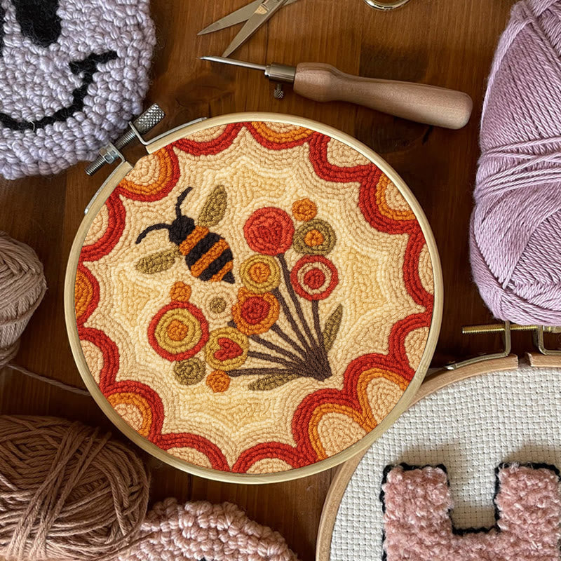  Little Bee Punch Needle Kit - Diy Needlework For Beginner | Unique Wall Hanging  - image 3