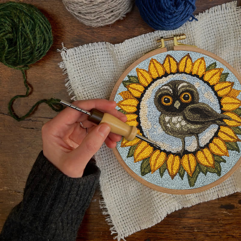  Sunflower Owl Punch Needle Kit - Floral Handmade Art | Creative Home Decor - image 6
