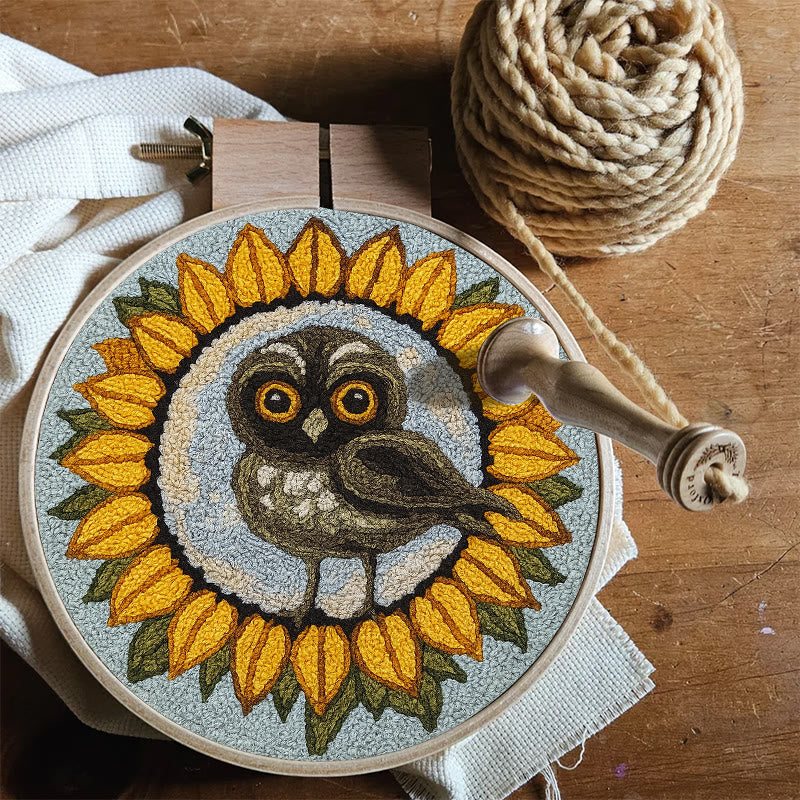  Sunflower Owl Punch Needle Kit - Floral Handmade Art | Creative Home Decor - image 4