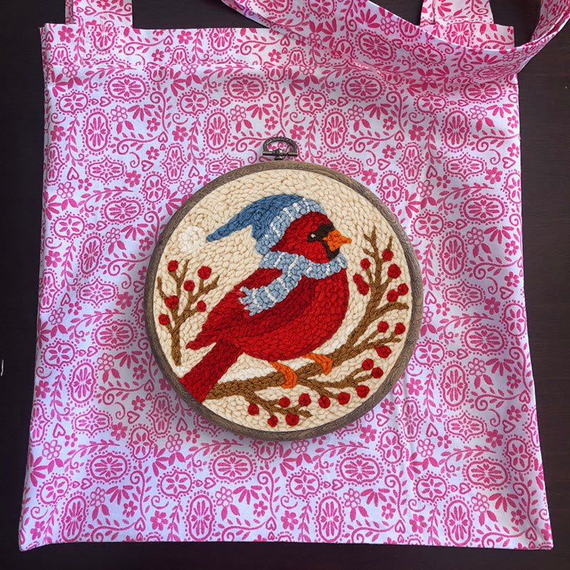Winter Cardinal Bird Punch Needle Kit - Christmas Gift For Craft Lover | Holiday Home Decor  - image 12