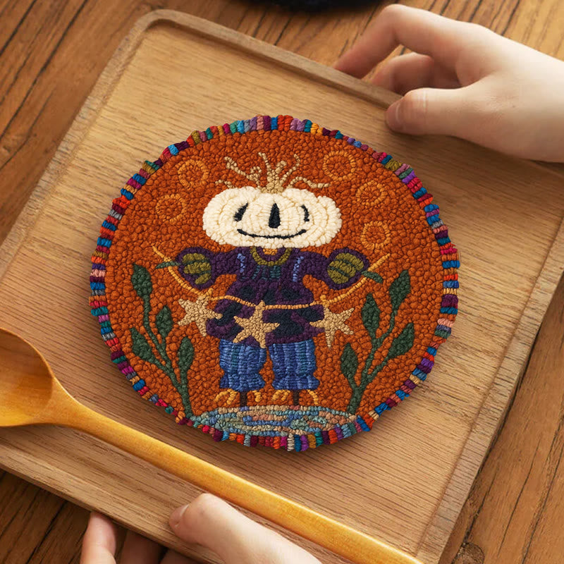 Pumpkin Scarecrow Punch Needle Kit - Creative Holiday Craft | Nice Gift For Home Decor - 5 inch Coaster Kit - image 9