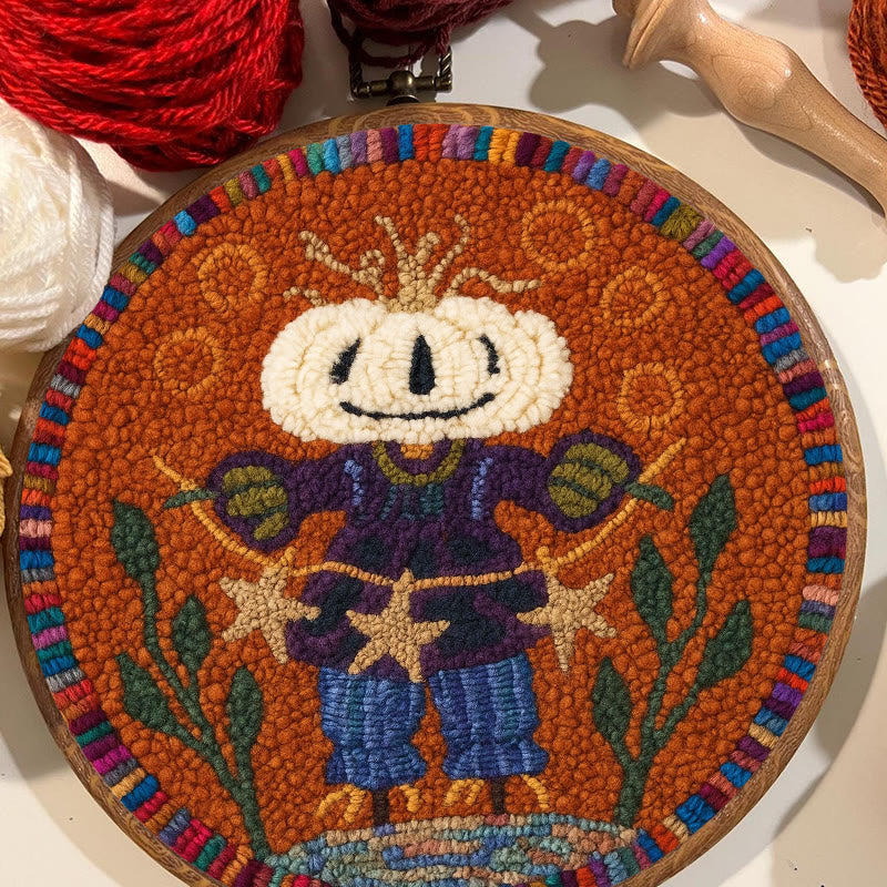 Pumpkin Scarecrow Punch Needle Kit - Creative Holiday Craft | Nice Gift For Home Decor - image 1