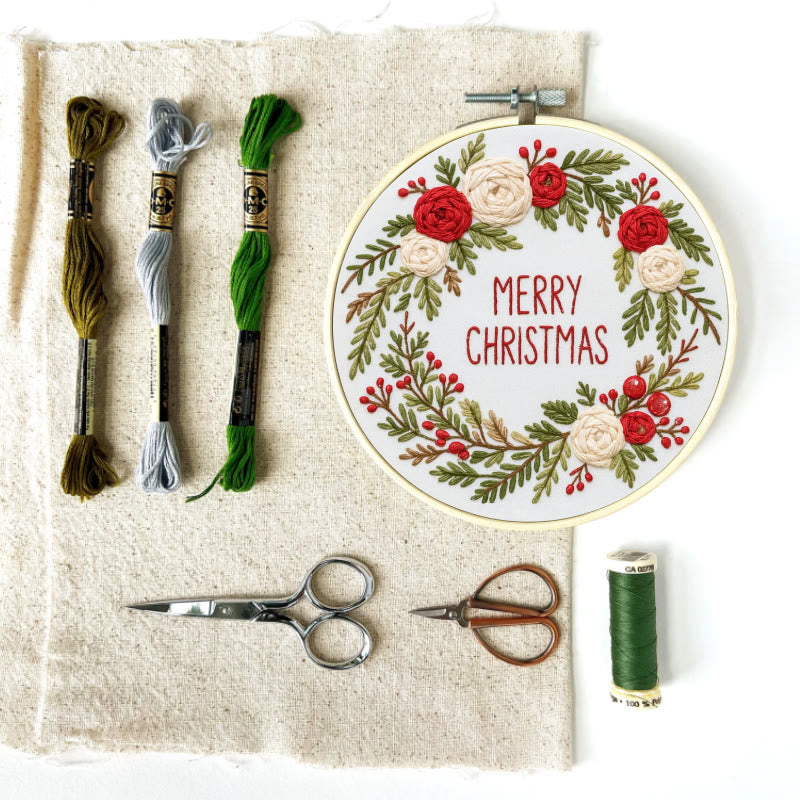 Rubbyoo Embroidery Kit - Christmas Wreath | Floral Christmas Craft | Diy Ornament Art - image 11