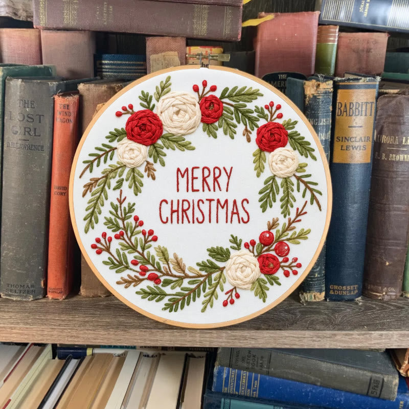 Rubbyoo Embroidery Kit - Christmas Wreath | Floral Christmas Craft | Diy Ornament Art - image 8