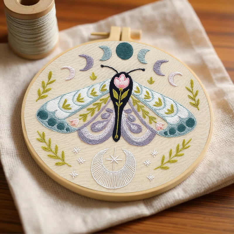 Rubbyoo Embroidery Kit - Celestial Lunar Moth | Creative Handmade Craft | Unique Hanging Ornament - image 4