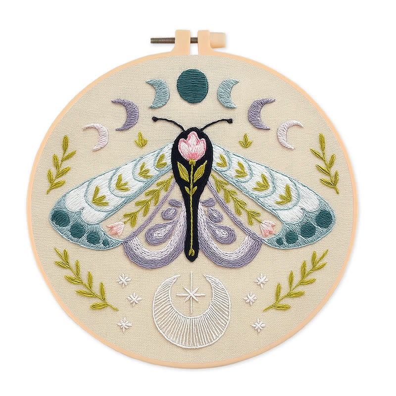 Rubbyoo Embroidery Kit - Celestial Lunar Moth | Creative Handmade Craft | Unique Hanging Ornament - 20*20cm - image 0
