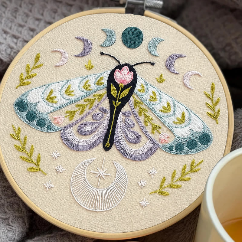 Rubbyoo Embroidery Kit - Celestial Lunar Moth | Creative Handmade Craft | Unique Hanging Ornament - image 2
