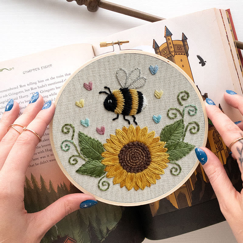 Rubbyoo Embroidery Kit - Sunflower Bee | Diy Floral Insect Art  | Perfect Handicraft For Beginner  - image 9