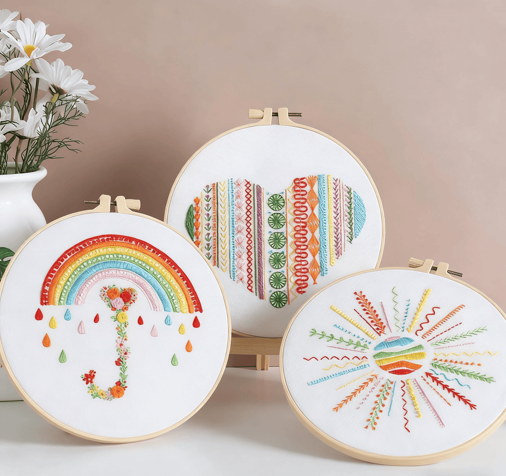 Rubbyoo 3-piece Embroidery Starter Kit - Diy Colourful Design | Creative Stitch Artwork | Perfect For Handmade Beginner  - 3-piece Embroidery Starter Kit - image 0