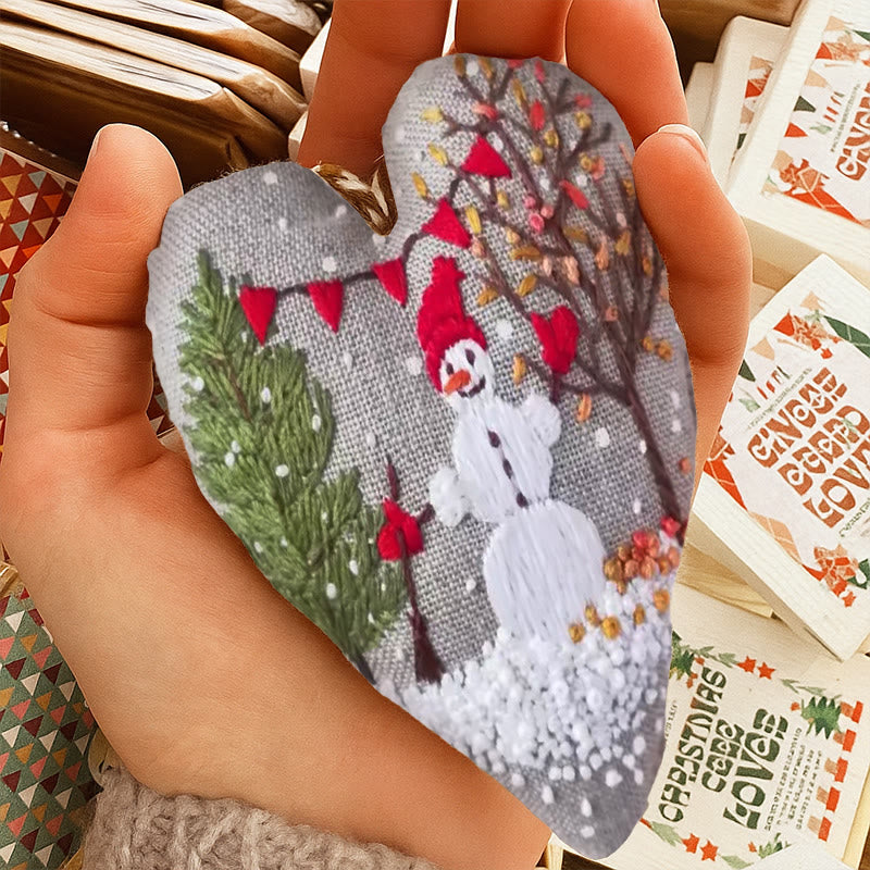 Rubbyoo Heart Embroidery Kit - Making Snowman | Unique Winter Craft | Christmas Hanging Decoration - image 7