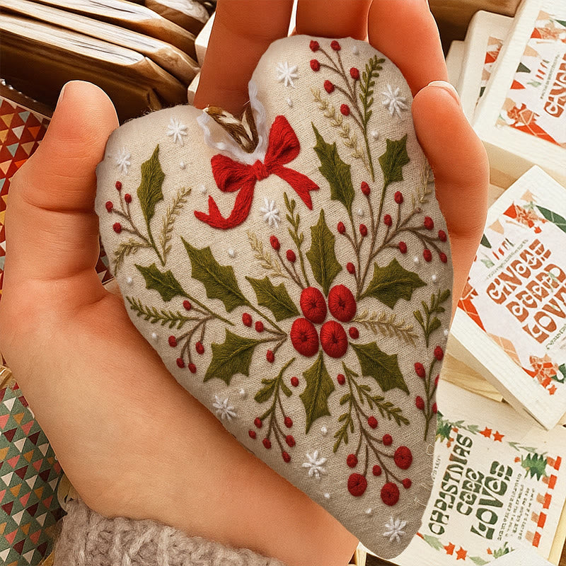 Rubbyoo Heart Embroidery Kit - Holly Leaves | Christmas Heart Hanging | Creative Home Ornament  - image 7