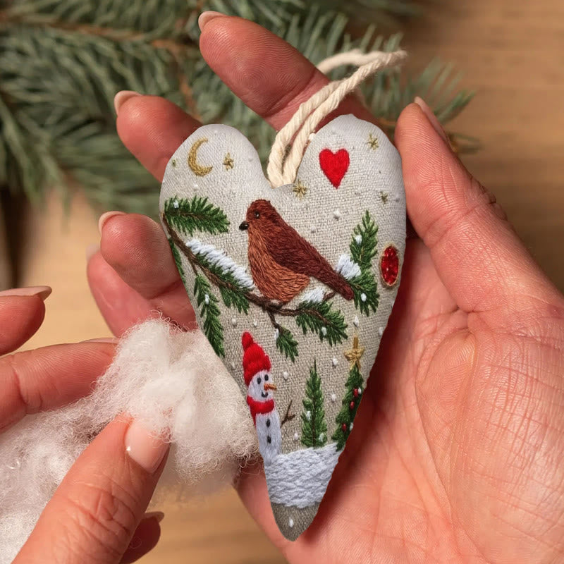 Rubbyoo Heart Embroidery Kit - Snowy Night | Diy Christmas Tree Ornament | Nice Handmade Collection  - image 4