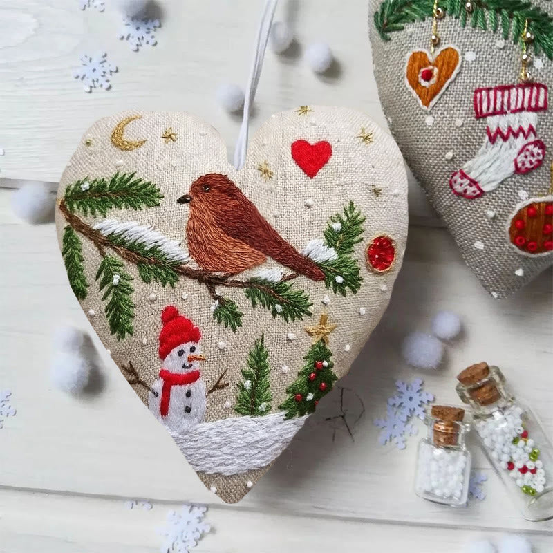 Rubbyoo Heart Embroidery Kit - Snowy Night | Diy Christmas Tree Ornament | Nice Handmade Collection  - image 2