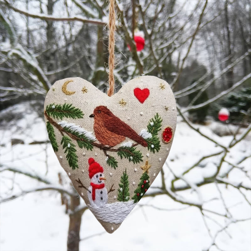 Rubbyoo Heart Embroidery Kit - Snowy Night | Diy Christmas Tree Ornament | Nice Handmade Collection  - image 1