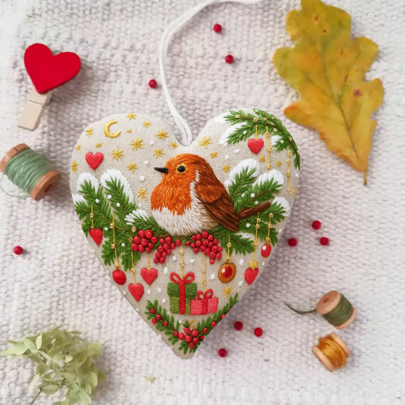 Rubbyoo Heart Embroidery Kit - Lovely Bird | Handmade Christmas Gift | Perfect For Diy Beginner - 6 inches hoop kit - image 0