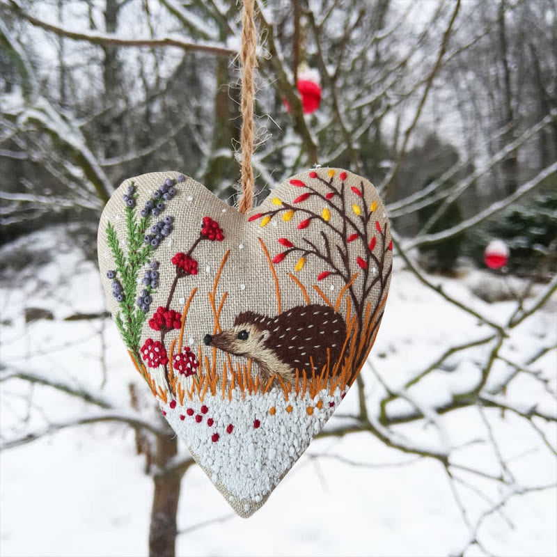 Rubbyoo Heart Embroidery Kit - Little Hedgehog | Winter Home Decor | Diy Animal Craft - image 1