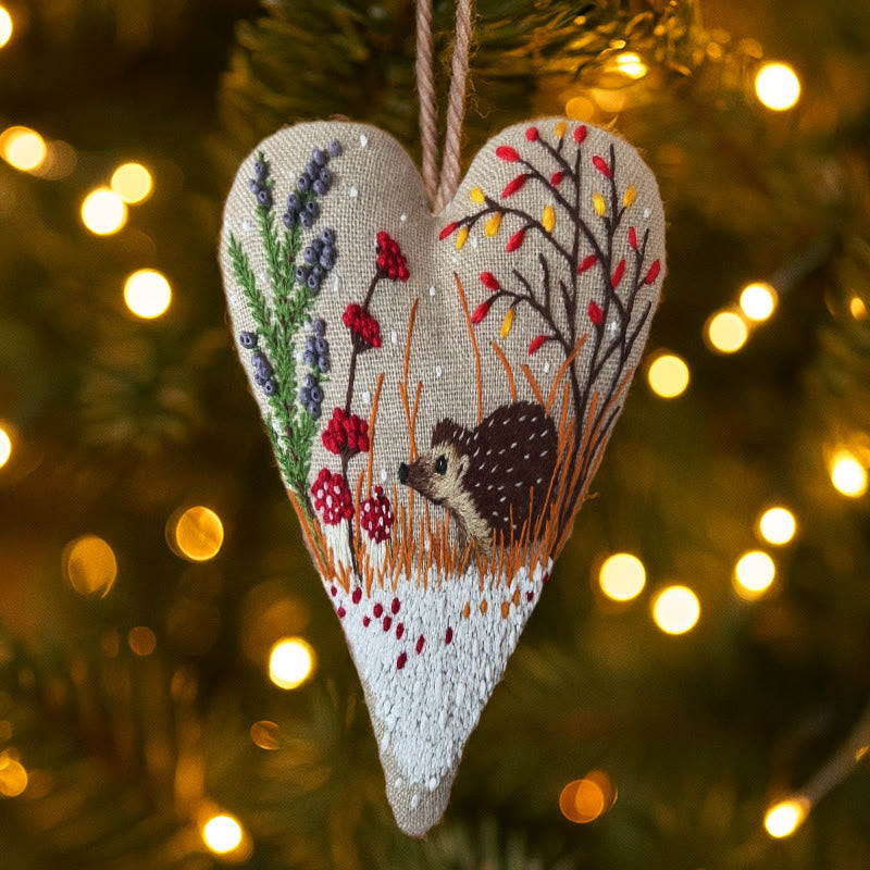 Rubbyoo Heart Embroidery Kit - Little Hedgehog | Winter Home Decor | Diy Animal Craft - image 5