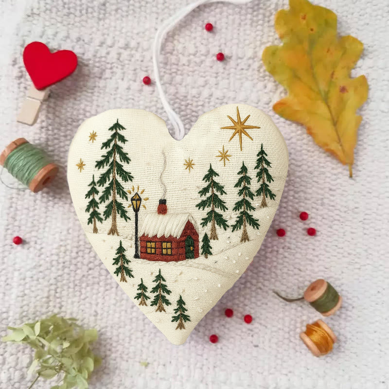 Rubbyoo Heart Embroidery Kit - Shining Night | Christmas Host Gift | Perfect Home Decor - 6 inches hoop kit - image 0