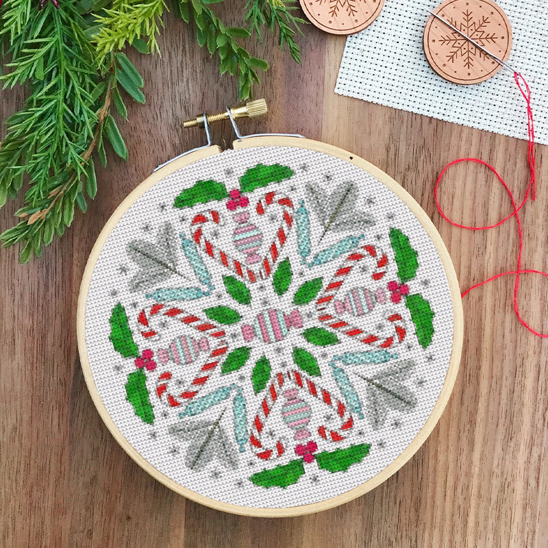  Cross Stitch Kit - Christmas Candy | Personalized Home Decor | Unique Needle Art - image 1