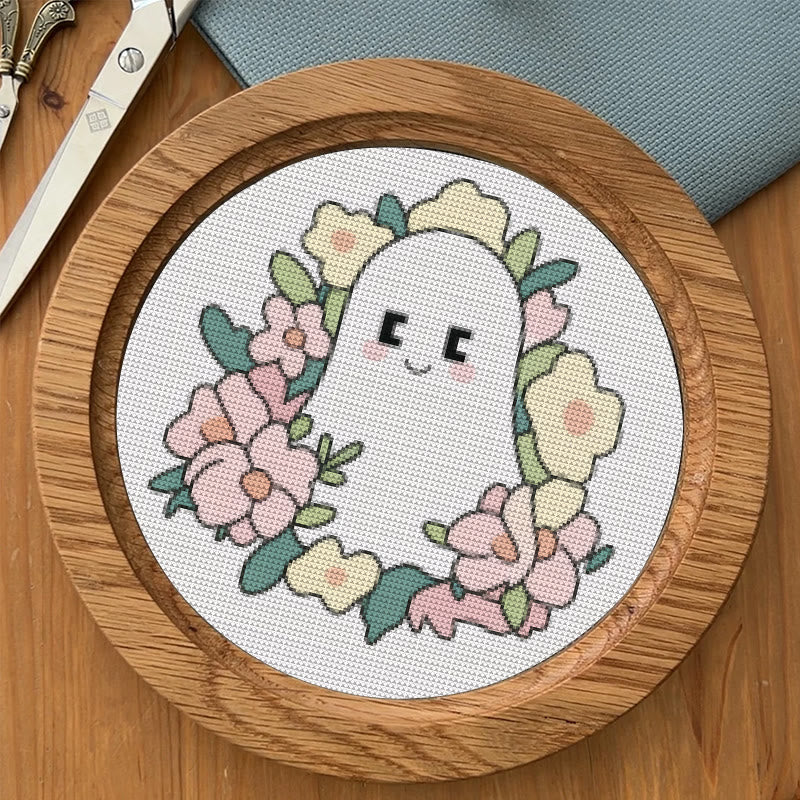  Cross Stitch Kit - Charming Ghost | Unique Floral Craft | Nice For Holiday Ornament - image 6