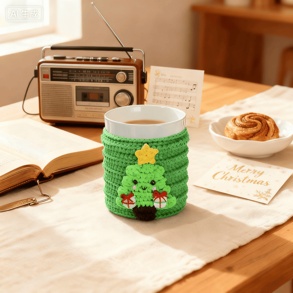 Diy Handmade  Christmas Cup Sleeve Series Crochet Kit -  Creative Handmade Christmas Craft | Perfect Housewarming Gift - Christmas tree - image 2