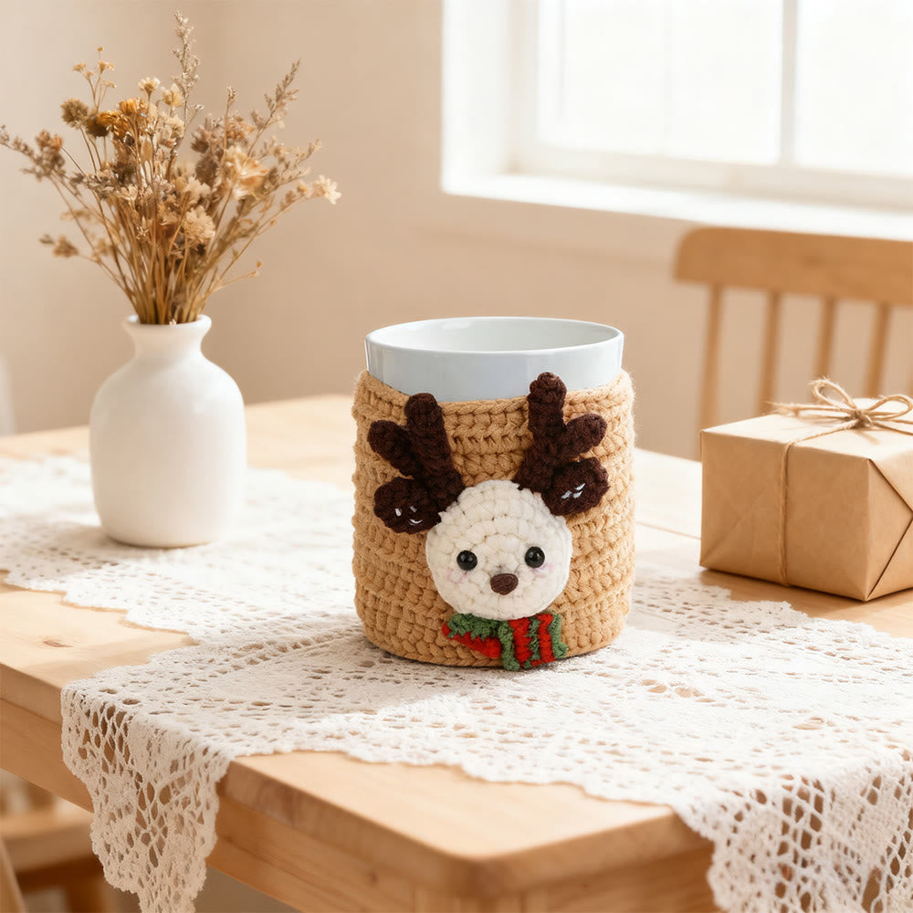 Diy Handmade  Christmas Cup Sleeve Series Crochet Kit -  Creative Handmade Christmas Craft | Perfect Housewarming Gift - Elk - image 3