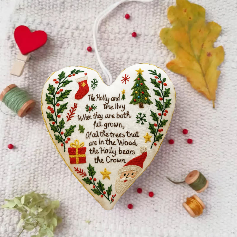 Rubbyoo Heart Embroidery Kit - Christmas Carol | Diy Christmas Ornament | Nice Gift For Friend - 6 inches hoop kit - image 0